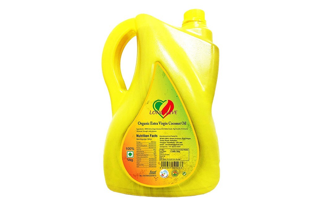 Long Live Extra Virgin Coconut Oil, Cold Pressed    Plastic Jar  5.250 litre